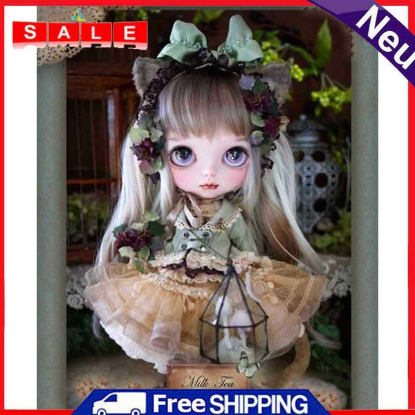 5D DIY Full Round Drill Diamond Painting Little Girl Cross Stitch Embroidery Mos