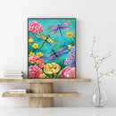 Dragonfly in Flower Oil Paint By Number DIY Handpainted on Canvas Wall Art
