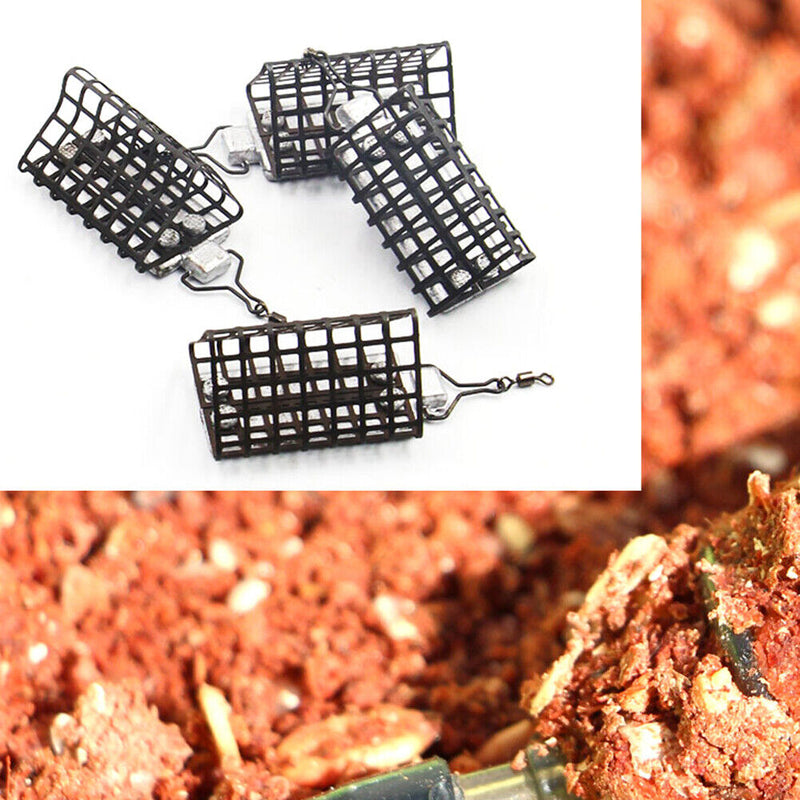 5pcs Metal Bait Fishing Trap Basket Feeder Holder Cage Sinker Fishing Tackl