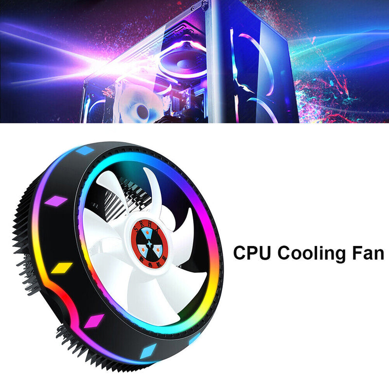 PC Computer Case Fan RGB LED Quiet 100mm Air CPU Cooler for Intel AMD Newly