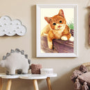 Handmade DIY Full Round Drill Diamond Painting 5D Yellow Cat Kit Poster