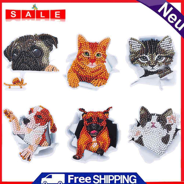 6pcs Diamond Painting Fridge Stickers Creative Mosaic Craft for Phone Cup Book