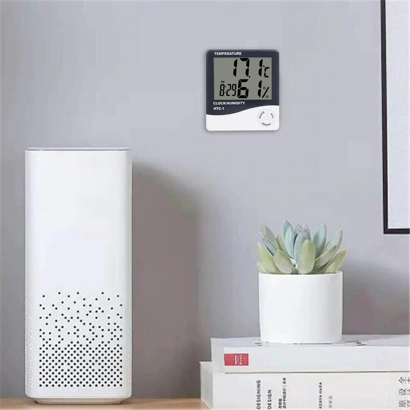 Digital Indoor Thermometer Hygrometer HTC-1 Room Temp Humidity Meter Clock