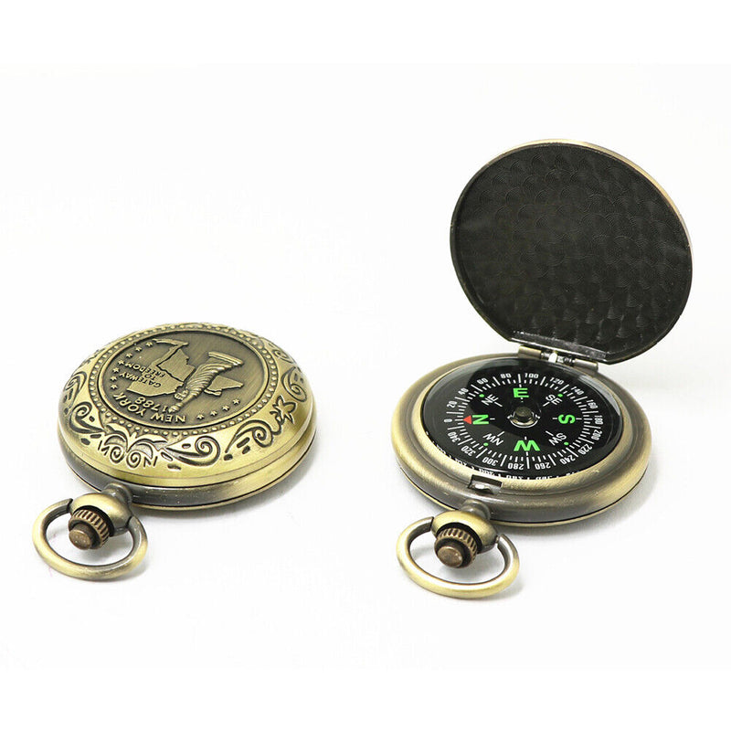 Portable Metal Retro Pocket Watch Compass Zinc Alloy Flip Navigation Compas