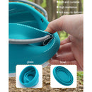 3pcs Silicone Folding Kettle Cup Set Portable Collapsible Tableware (Blue) Newly