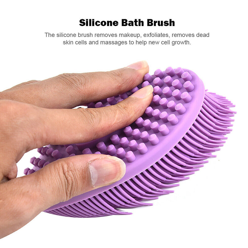 Bath Brush Silicone Massage Baby Skin Exfoliating Scrubbing Tool (Purple) Newly