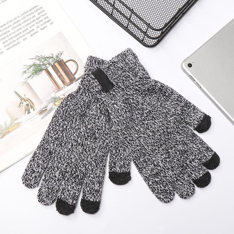 Women Knitted Wool Mitts Full Finger Mittens Thick Plush Sport Cycling Gloves