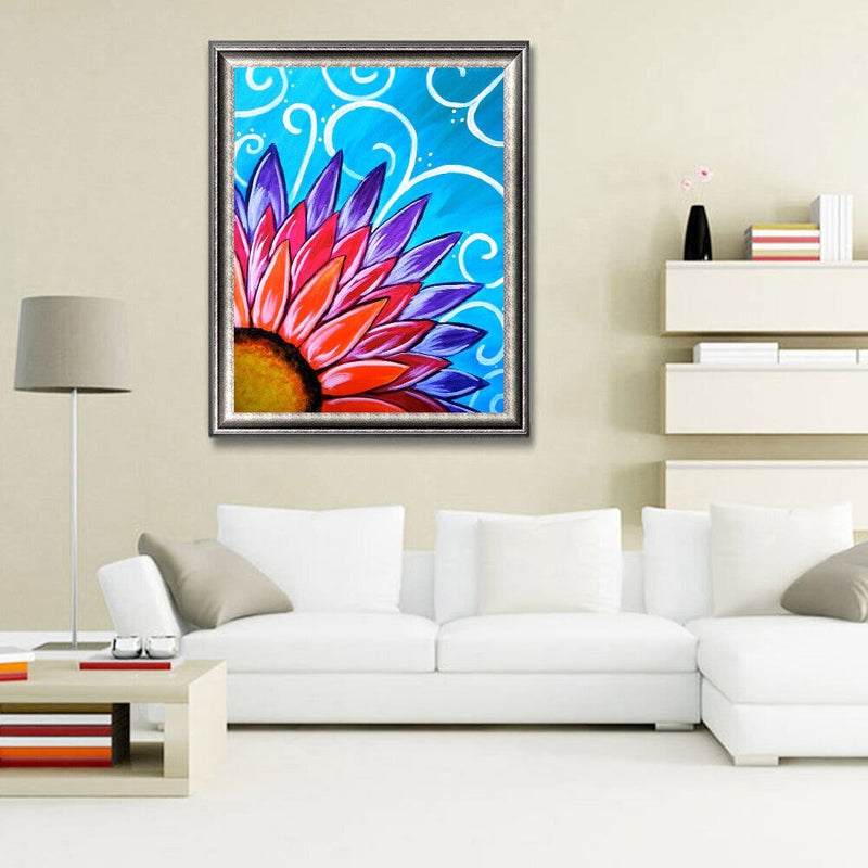 Digital Oil Paint By Numbers Flower Drawing Wall Art DIY Hand Painted Pictures