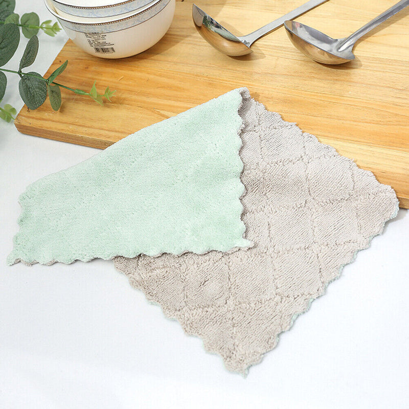 10pcs Household Absorbent Cleaning Cloth Dishcloths Non-stick Oil Towels Newly