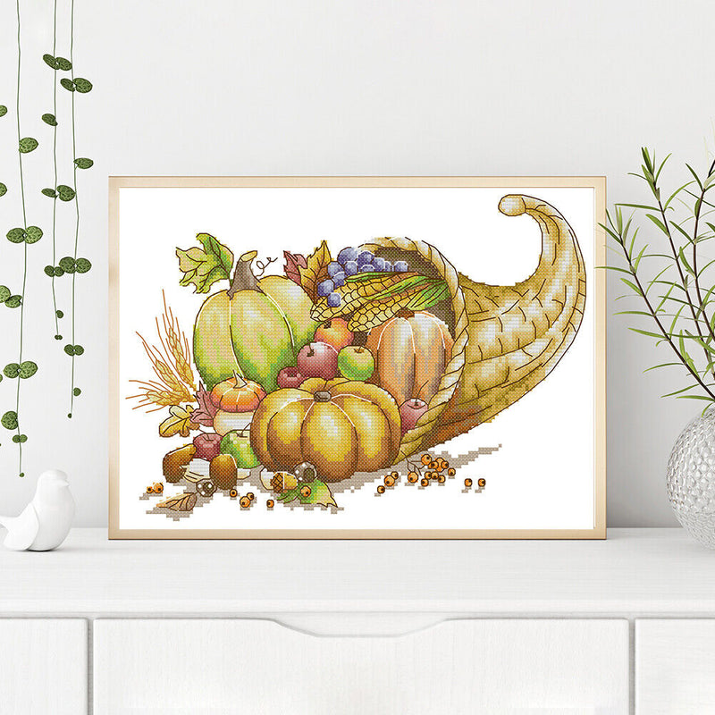 2 Strands Harvest Basketball Partial Embroidery Stamped Cross Stitch Home Decor Gift