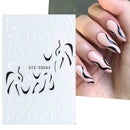 Nail Art Stickers Decals Black White Wavy Swirls Manure Abstract HOT Lines C2O2