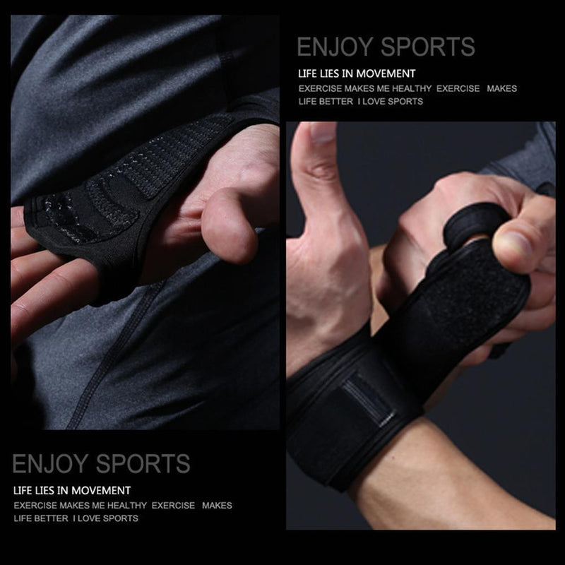 Sports Fitness Lifting Training Anti-skip Gloves Winding Bracer (Black/L)