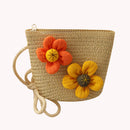 Summer Girls Straw Hat Shoulder Bag Kids Cute Princess Coin Purse Crossbody Bags