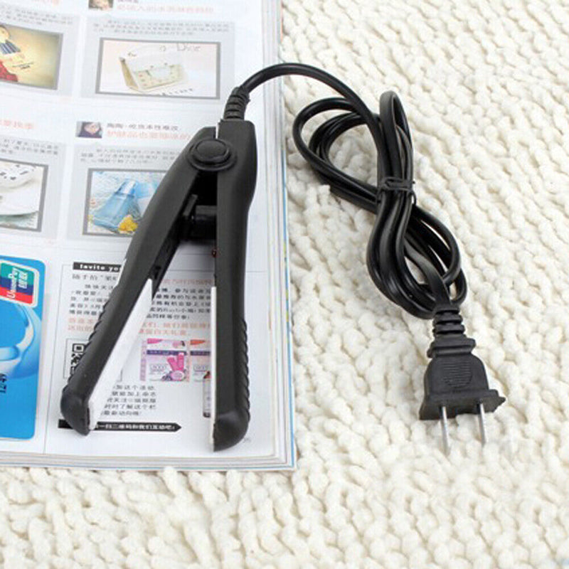 Mini Hair Straightener Flat Iron Curler  Ceramic Tourmaline Plates(Black)