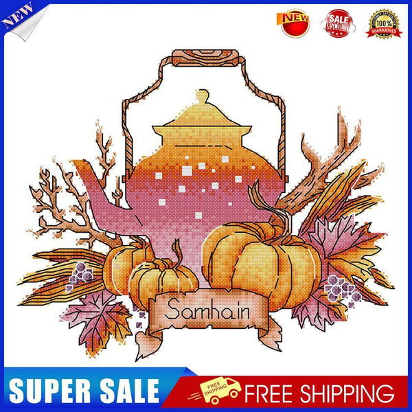 Partial Embroidery Teapot Stamped Canvas 14CT DIY Cross Stitch Kits (J537)