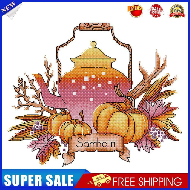 Partial Embroidery Teapot Stamped Canvas 14CT DIY Cross Stitch Kits (J537)