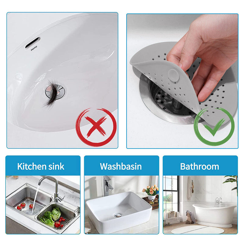 Kitchen Sink Strainer & Bathroom Shower Sink Stopper Covers (Dark Grey)