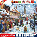Frameless Oil Paint By Numbers Winter Street DIY Canvas Picture for Home