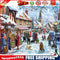 Frameless Oil Paint By Numbers Winter Street DIY Canvas Picture for Home