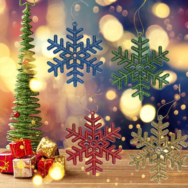 Decorations Ornaments Winter Snow 10cm Plastic Snowflake Glitter Powder Xmas