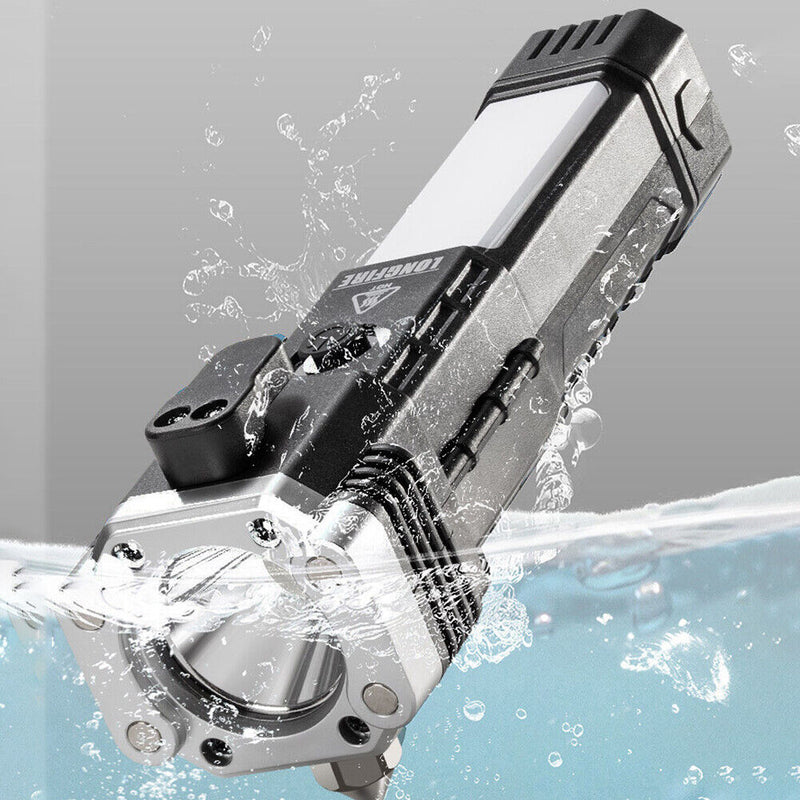 Portable USB Charging IPX6 Waterproof COB LED Safety Torch Lamp Breaking Hammer