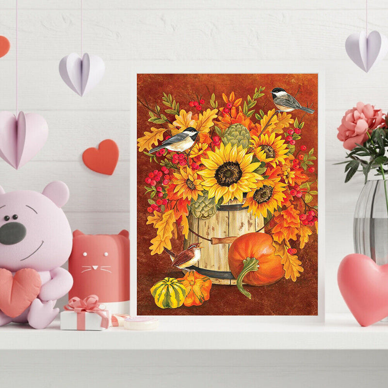 Frameless Oil Paint By Numbers DIY Barrel Bird Picture Craft Kit for Bedroom