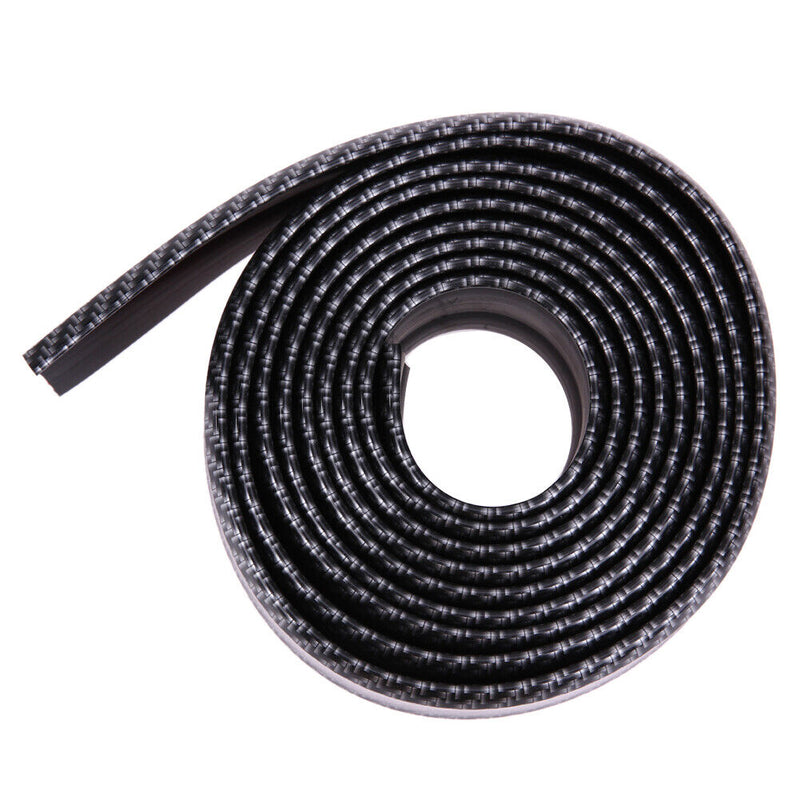 Black Soft Carbon Fiber Car Rubber Bumper Strip  Outside Bumper Front Lip