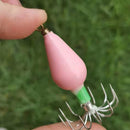 10pcs Squid Jigs Hooks Cuttlefish Octopus Bait Fishhook (Pink Luminous 45g)