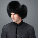 Lamb Leather with Fur Ear Flaps Men's Russian Hat Winter Trapper Hat Bomber Hat