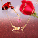 Fashion Double Layer Choker Butterfly Women Letters Pendant Necklace (4)