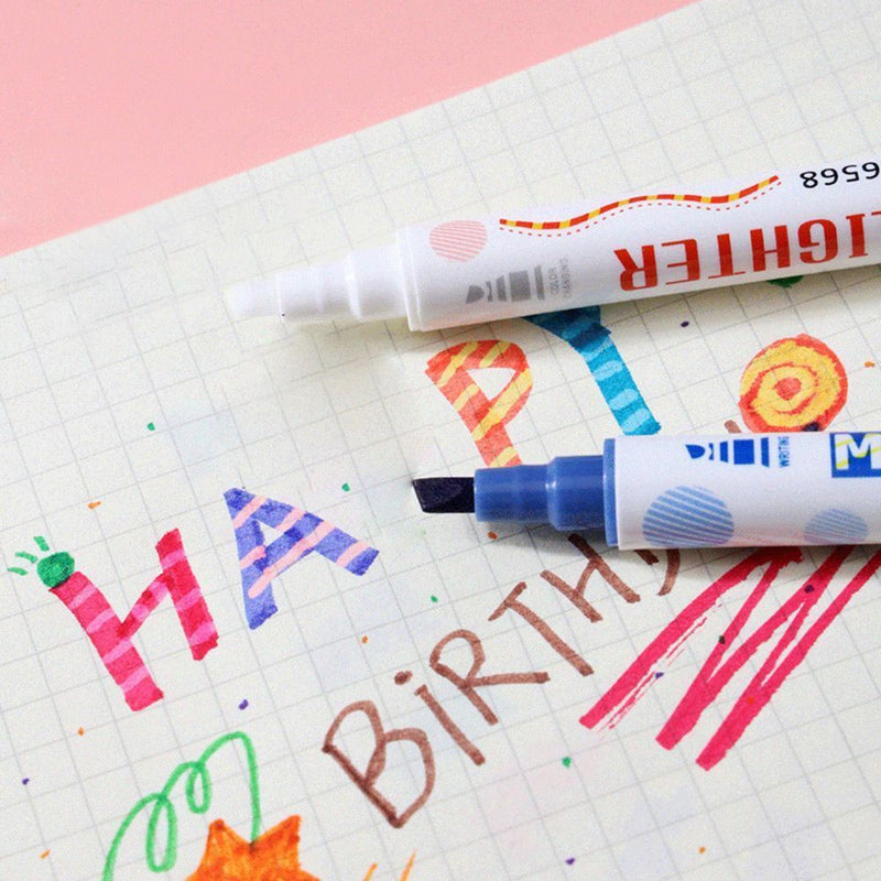Double Head Paint Pen Drawing Tools Fluorescent Marker Highlighter Pen Set