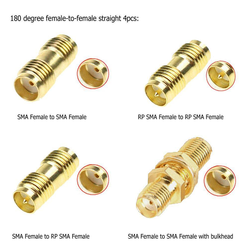 18pcs SMA Set Copper 90 Degree Male Female Coaxial Connector Converter Adap