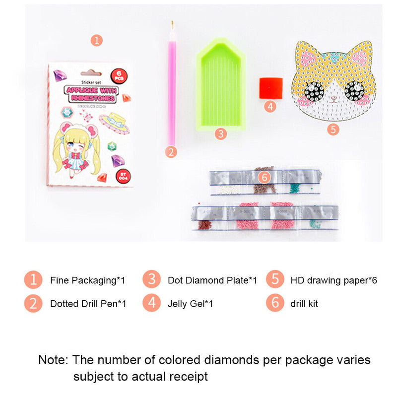 5D Diamond Painting Cartoon Stickers Kids DIY Round Drill Crafts Decor