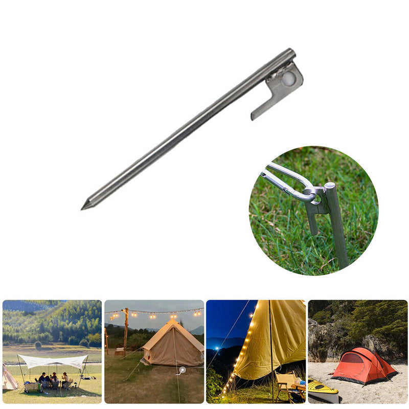 Outdoor Picnic Camping Stainless Steel Tent Pegs Stake Nails Ground Pin Hoo