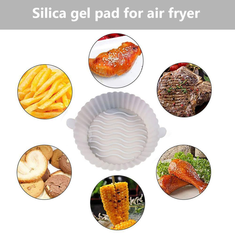 Silicone Air Fryer Liner Non-Stick Fryer Basket Steamers Oil Mat (White)
