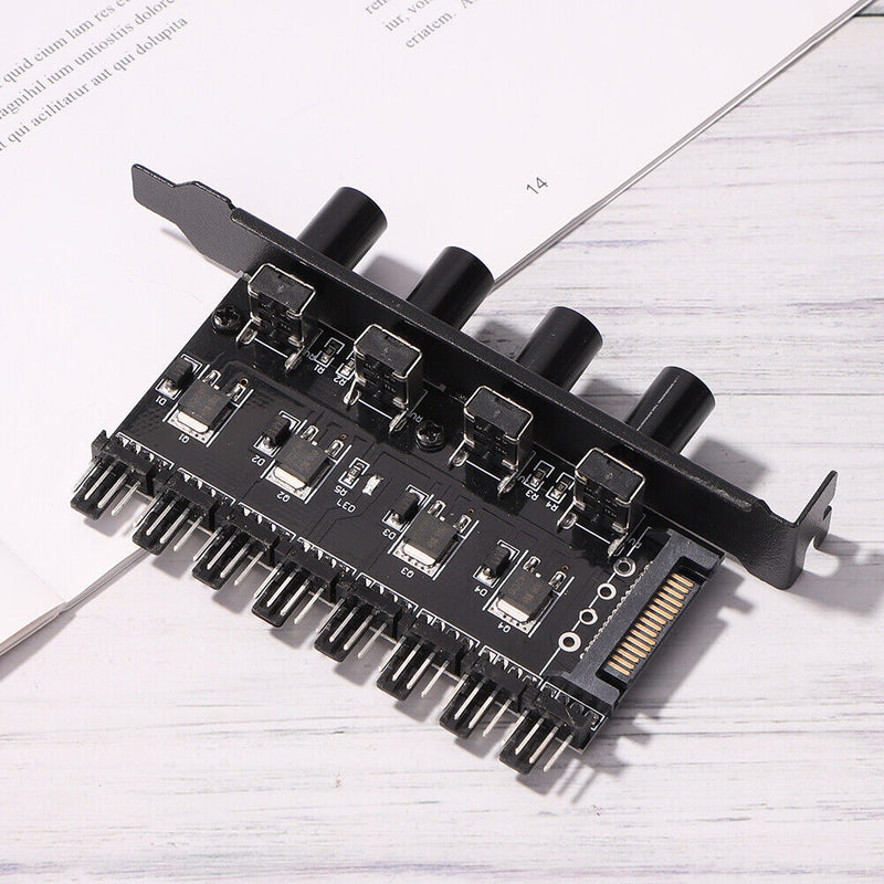 DC 12V Fan Hub Regulator 8 Way SATA/3Pin Speed Controller for PC Computer Case