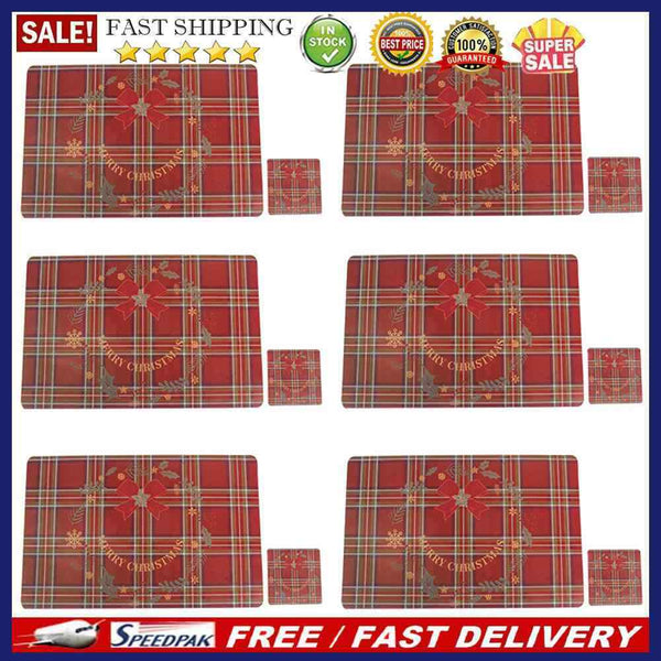 12pcs Christmas Placemat Ornament for Home Kitchen Table Desk Mat Christmas Gift