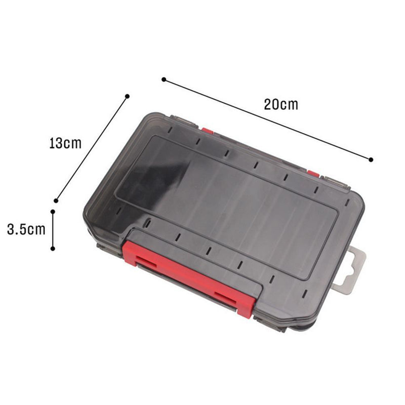 Double Sided Fishing Tackle Box 14 Compartments Bait Lure Hook Box (Red) Newly