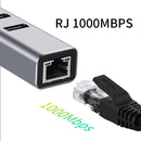 3 Ports USB 3.0 Splitter RJ45 USB HUB 1000Mbps Ethernet Adapter Expander