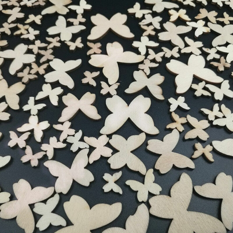 50x Mixed Size Butterflies MDF Wooden Shape Craft Embellishments HOT Wood C6V0