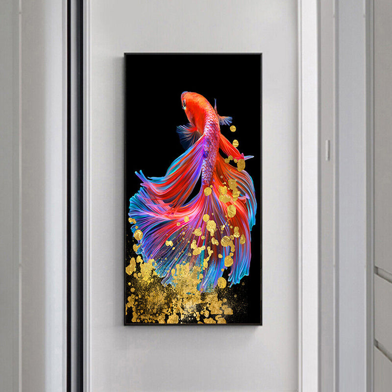 Frameless Oil Paint By Numbers DIY Fish Picture Craft Kit for Room Decoration