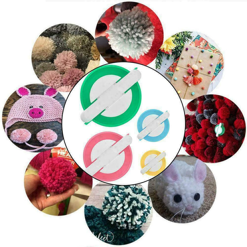 4 Size /Set Pom-Pom Pom Maker Fluff Balleaver Needle DIY Hot F5X3 Tool F0T4