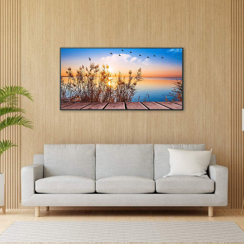 HandPainted Oil Paint Kill Time Picture Colouring Artcraft Gift Reeds at Sunset