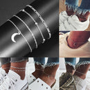 Color Beads Multilayer  Foot Bracelet Moon Anklets Barefoot Anklet Alloy Chain