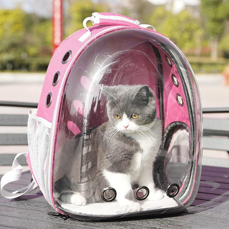 Pet Travel Carrier Transparent Space Capsule Cat Bubble Backpack (Pink)