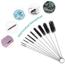 10pcs Nylon Tube Straw Brushes Set Glasses Keyboards Cleaning Brush (Black)
