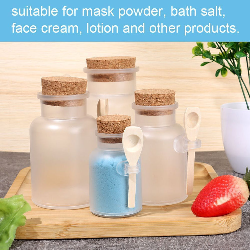 Wooden Spoon Frosted Seal Jar Storage Container Cork Stopper Bath Salt Bottle