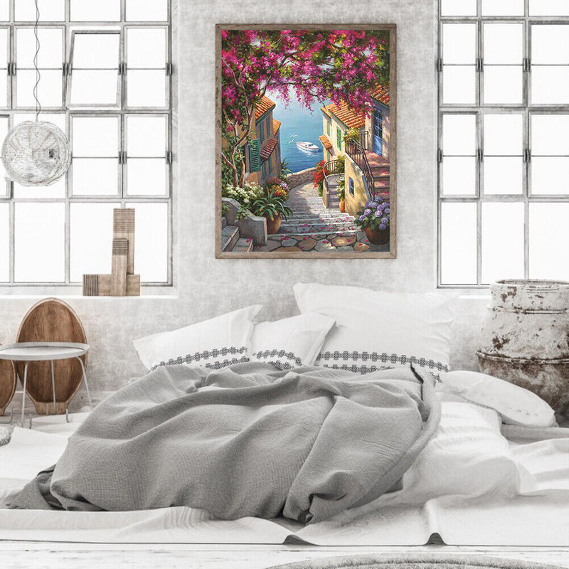 Seaside House Paint By Numbers Kit DIY Frameless Acrylic Picture On Canvas