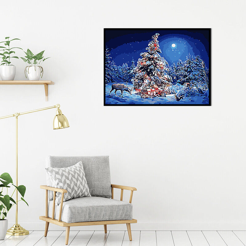 Acrylic Painting By Numbers DIY Christmas Tree Drawing Hand Painted Wall Picture