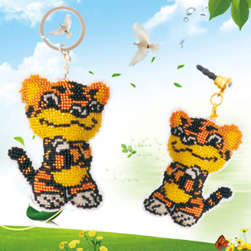 Beads Needlework Stamped Keychain Cross Stitch Kit DIY Chinese Zodiac (C) Newly